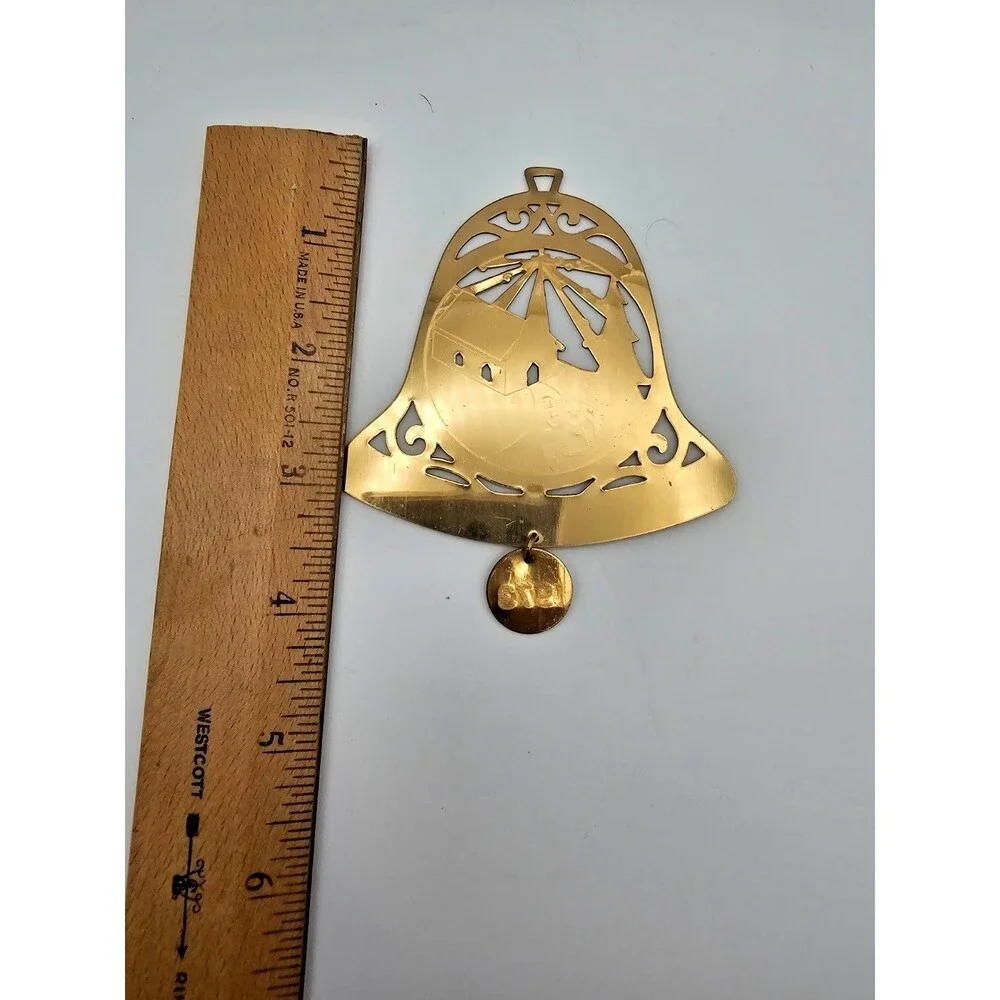 The Chartrands 1973 Brass Bell Ornament Architectural Cut Out Christmas